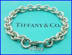 TIFFANY & Co Silver 8mm Medium Round Link Charm Bracelet 7.5 Hallmarked