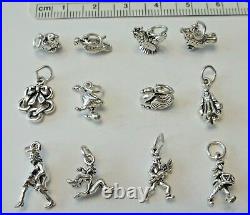 TINY Set of ALL Twelve 12 Days of Christmas Sterling Silver Charms