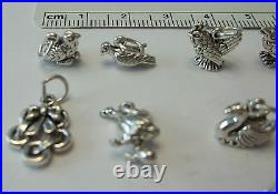 TINY Set of ALL Twelve 12 Days of Christmas Sterling Silver Charms