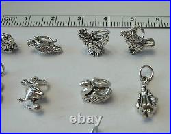 TINY Set of ALL Twelve 12 Days of Christmas Sterling Silver Charms