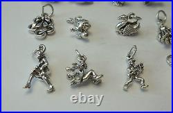 TINY Set of ALL Twelve 12 Days of Christmas Sterling Silver Charms