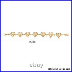 TJC 0.87ct Moissanite Heart Charm Bracelet in Gold Over Silver Size 7.5 Inches