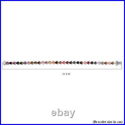 TJC 11.78ct Tourmaline Line Bracelet Women in Platinum Over Silver Size 8 Inches