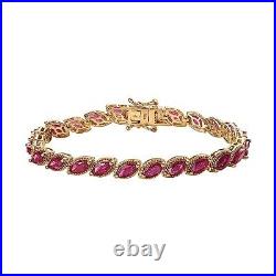 TJC 14.14ct Ruby Tennis Bracelet in Gold Over Silver Lobster Clasp
