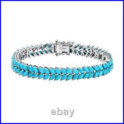 TJC 18.46ct Turquoise Tennis Bracelet in Platinum Over Silver Size 7.5 Inches