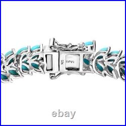 TJC 19.18ct Sleeping Beauty Turquoise Cluster Bracelet in Silver Size 7 Inches