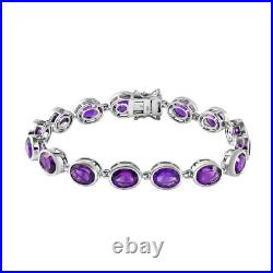 TJC 24.71ct Amethyst Tennis Bracelet Women in Platinum Over Silver Size 8 Inches