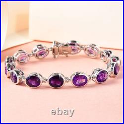 TJC 24.71ct Amethyst Tennis Bracelet Women in Platinum Over Silver Size 8 Inches