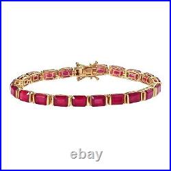 TJC 29.3ct Ruby Tennis Bracelet in Yellow Gold Over Silver