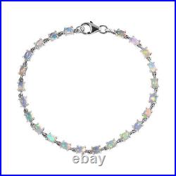 TJC 3.772ct Opal Tennis Bracelet in Platinum Over Silver Clasp Size 7.5 Inches