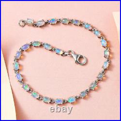 TJC 3.772ct Opal Tennis Bracelet in Platinum Over Silver Clasp Size 7.5 Inches