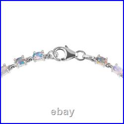 TJC 3.772ct Opal Tennis Bracelet in Platinum Over Silver Clasp Size 7.5 Inches