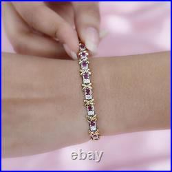 TJC 5ct Ruby Tennis Bracelet in Gold and Platinum Over Silver Size 7 Inches