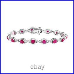 TJC 6.9ct Ruby Tennis Bracelet in Platinum Over Silver Fancy Clasp