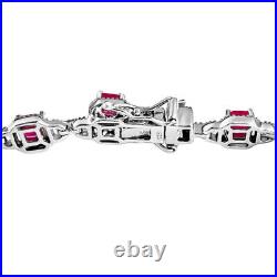 TJC 6.9ct Ruby Tennis Bracelet in Platinum Over Silver Fancy Clasp