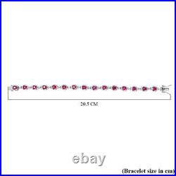 TJC 6.9ct Ruby Tennis Bracelet in Platinum Over Silver Fancy Clasp