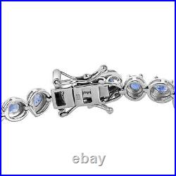 TJC 7.67ct Blue Sapphire Tennis Bracelet in Platinum Over Silver Size 8 Inches