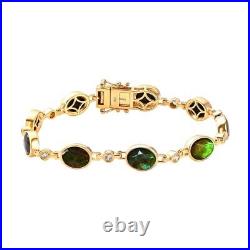 TJC Ammolite and Zircon Tennis Bracelet Gold Over Silver Size 7.5 TCW 15.54ct