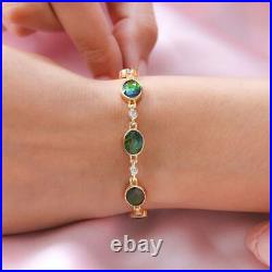 TJC Ammolite and Zircon Tennis Bracelet Gold Over Silver Size 7.5 TCW 15.54ct