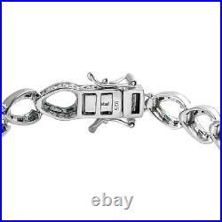 TJC Blue Diamond Cluster Bracelet Platinum Over Silver Size 7.5 Inches TCW 3ct