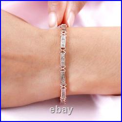 TJC Champagne Diamond Tennis Bracelet Size 8 Inches in Rose Gold Over Silver