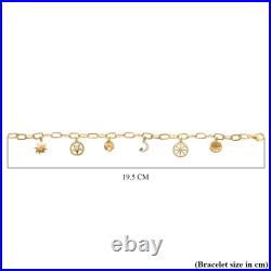 TJC Citrine and Zircon Charm Bracelet in Platinum Over Silver TCW 1.75ct
