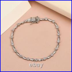 TJC Diamond Station Bracelet in Platinum Over Silver Size 7.5 Inches TCW 1ct