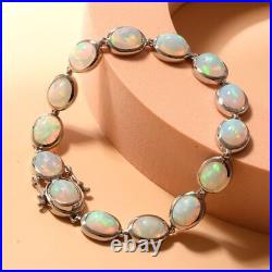 TJC Opal Station Bracelet in Platinum Over Silver Size 6.5 Inches Wt. 11.5 Grams