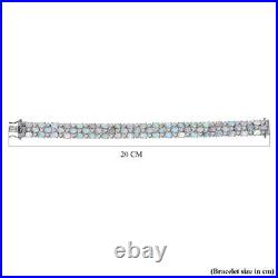 TJC Opal and White Zircon Tennis Bracelet in Silver Metal Wt. 23.3 Gms