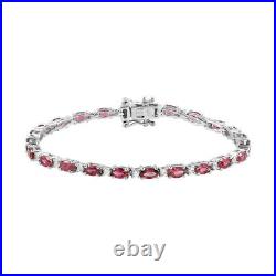 TJC Rubellite and Zircon Tennis Bracelet in Silver Size 7 Inches Wt. 7.95 Grams