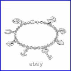 TJC Silver Charm Belcher Bracelet Size 7.5 925 Sterling Stamped Wt. 12.8 Grams