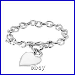TJC Silver Link Bracelet for Women Size 7.5 Inches with Toggle Clasp