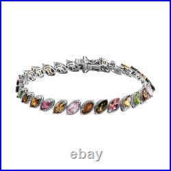 TJC Tourmaline Line Bracelet in Platinum Over Silver Size 8 Inches TCW 11.9ct