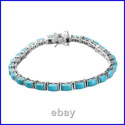 TJC Turquoise Tennis Bracelet in Platinum Over Silver Size 7 Inches TCW 9.51ct