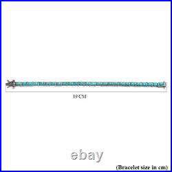 TJC Turquoise Tennis Bracelet in Platinum Over Silver Size 7 Inches TCW 9.51ct