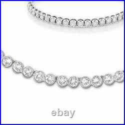 Tennis Necklace Earrings Rhodium Bridal Bracelet Set Swarovski Inspired 3pc UK