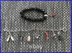 Thomas Sabo SHOE BUNDLE Black Obsidian Bracelet & Silver Bracelet & 8 Charms