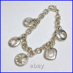 Tiffany 5 Charm Bracelet Sterling Silver Amulet Design 19cm Chain