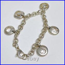 Tiffany 5 Charm Bracelet Sterling Silver Amulet Design 19cm Chain