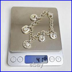 Tiffany 5 Charm Bracelet Sterling Silver Amulet Design 19cm Chain