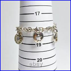 Tiffany 5 Charm Bracelet Sterling Silver Amulet Design 19cm Chain