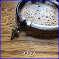 Tiffany And Co Sterling Silver And Straps/cord Bracelet Cross Charms
