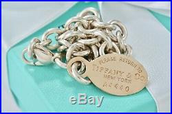 Tiffany & Co. 14Kt. Gold Vintage Oval Tag ID A4440' Charm Silver 7.5 Bracelet