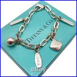 Tiffany & Co. 1837 5 charms Bracelet 925 Silver 7 22.8g