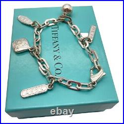 Tiffany & Co. 1837 5 charms Bracelet 925 Silver 7 22.8g