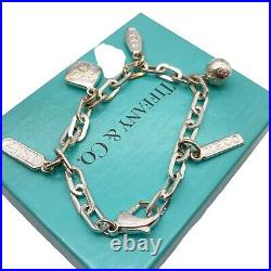 Tiffany & Co. 1837 5 charms Bracelet 925 Silver 7 22.8g