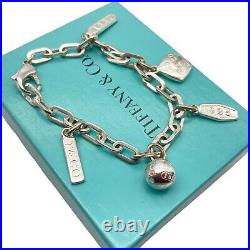 Tiffany & Co. 1837 5 charms Bracelet 925 Silver 7 22.8g