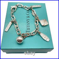 Tiffany & Co. 1837 5 charms Bracelet 925 Silver 7 22.8g