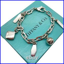 Tiffany & Co. 1837 5 charms Bracelet 925 Silver 7 22.8g