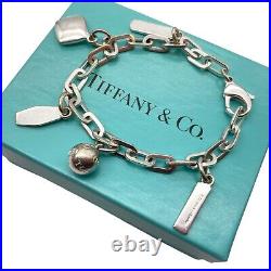 Tiffany & Co. 1837 5 charms Bracelet 925 Silver 7 22.8g